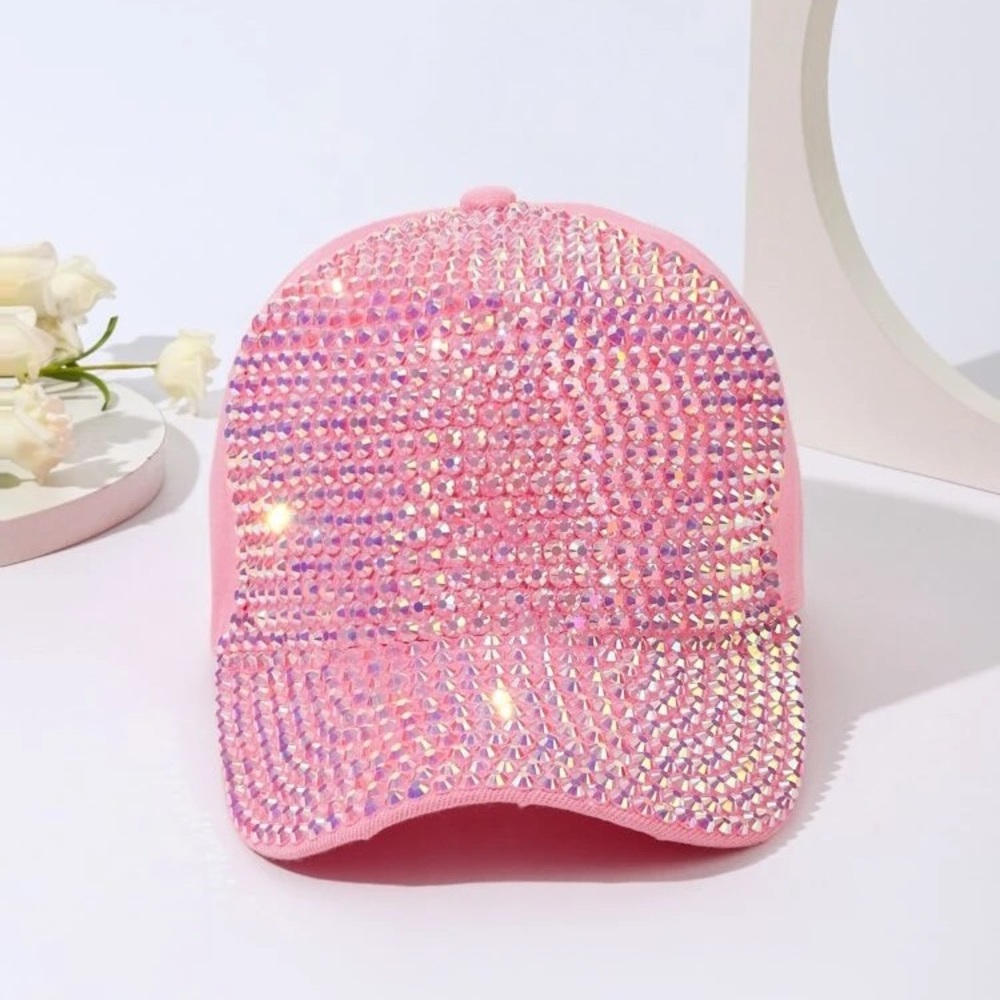 Pink Rhinestone Decor Baseball Cap